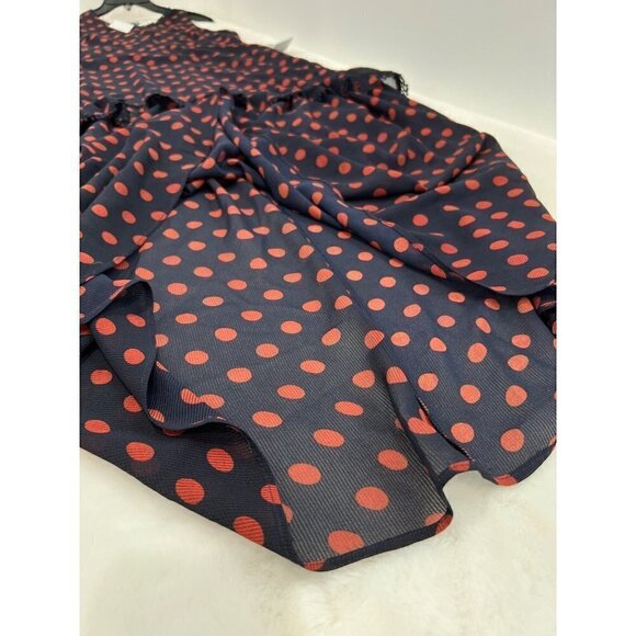 NWTD NSR Size M Polka Dot Print Sleeveless Ruffle Maxi Dress Navy Rust - Picture 10 of 15